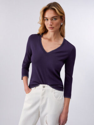 Jersey de cuello de pico con aberturas