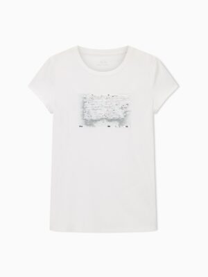 Camiseta slim fit con logo de strass